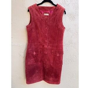 Territory Ahead NEW Red Shift Dress Suede Button Boho Western Layering Mod